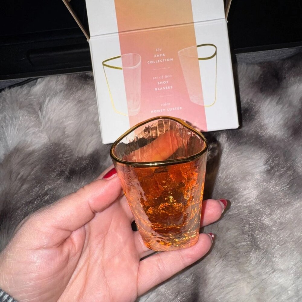 Anthropologie Zaza Collection Honey Luster Shot Glasses Set Of 2 - Picture 2 of 6